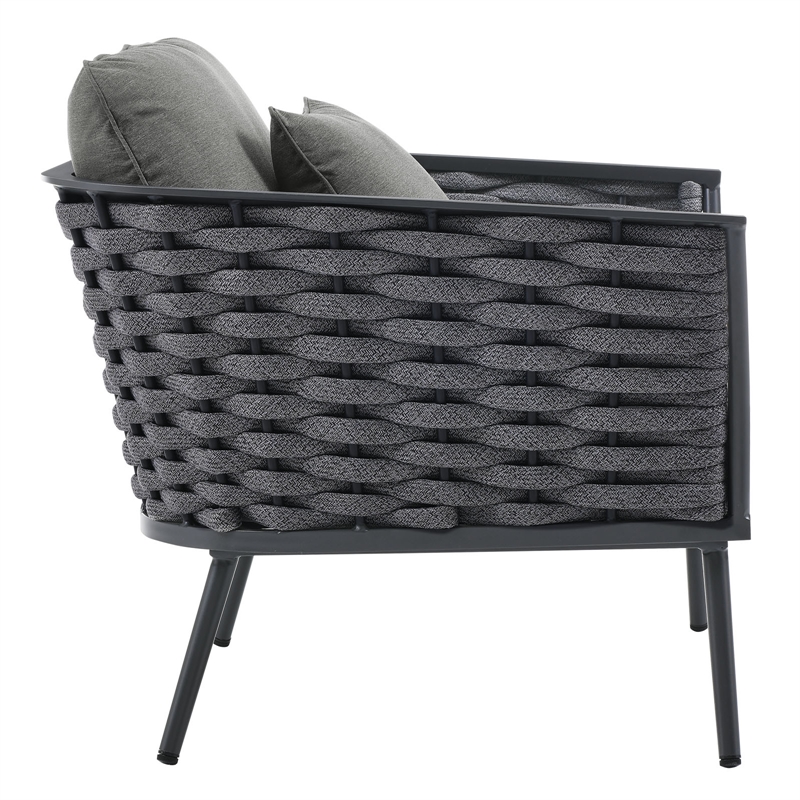 Modway Stance 5-Piece Aluminum & Fabric Patio Sofa Set in Gray/Charcoal
