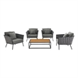 Modway Stance 5-Piece Aluminum & Fabric Patio Sofa Set in Gray/Charcoal