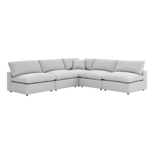 Modway Commix 5-Piece Fabric Down Filled Armless Sectional Sofa in Gray