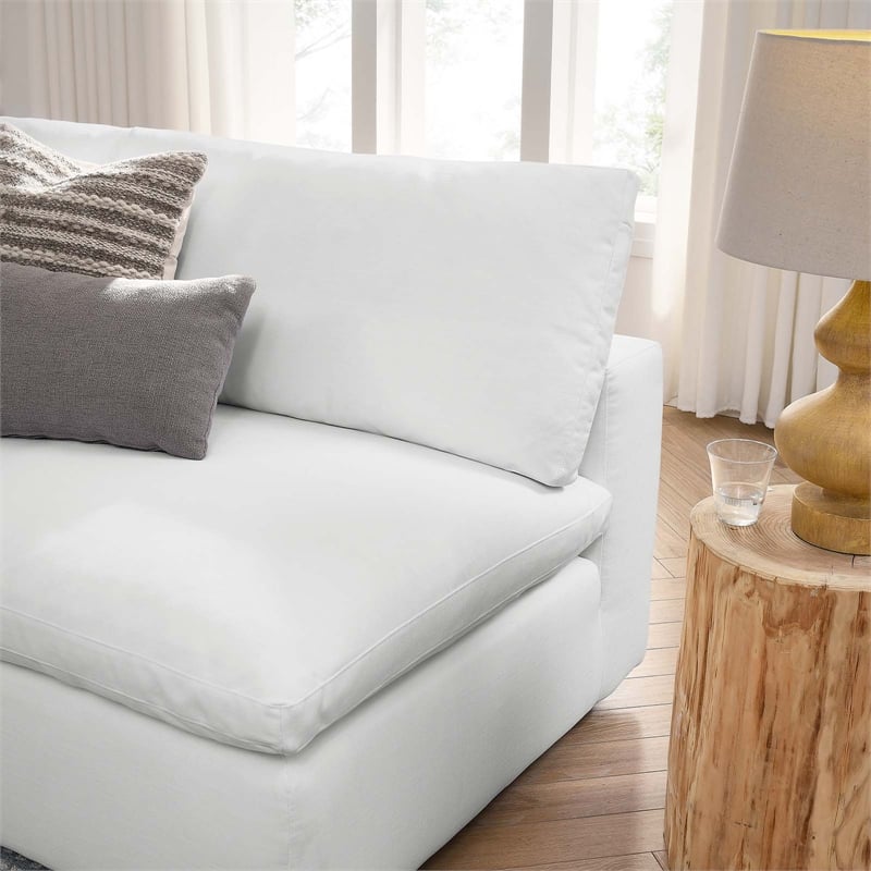Modway Commix 5-Piece Fabric Down Filled Armless Sectional Sofa in Pure White