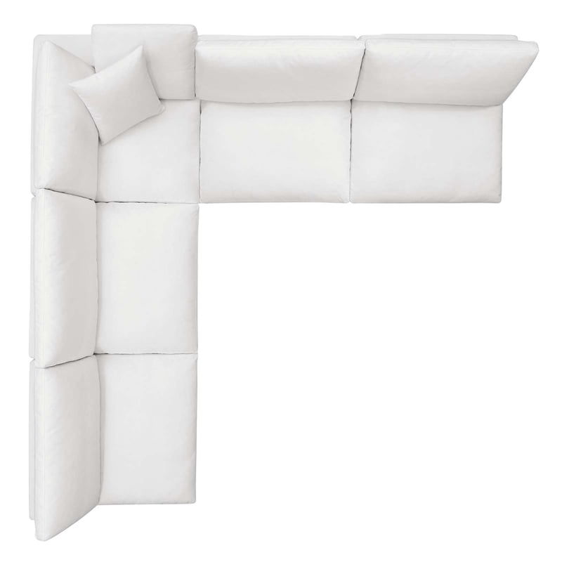 Modway Commix 5-Piece Fabric Down Filled Armless Sectional Sofa in Pure White