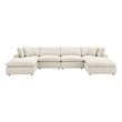 Modway Commix 6-Piece Fabric Down Filled Sectional Sofa in Light Beige