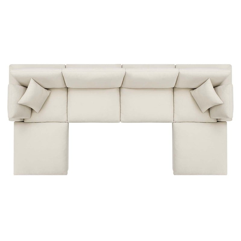 Modway Commix 6-Piece Fabric Down Filled Sectional Sofa in Light Beige