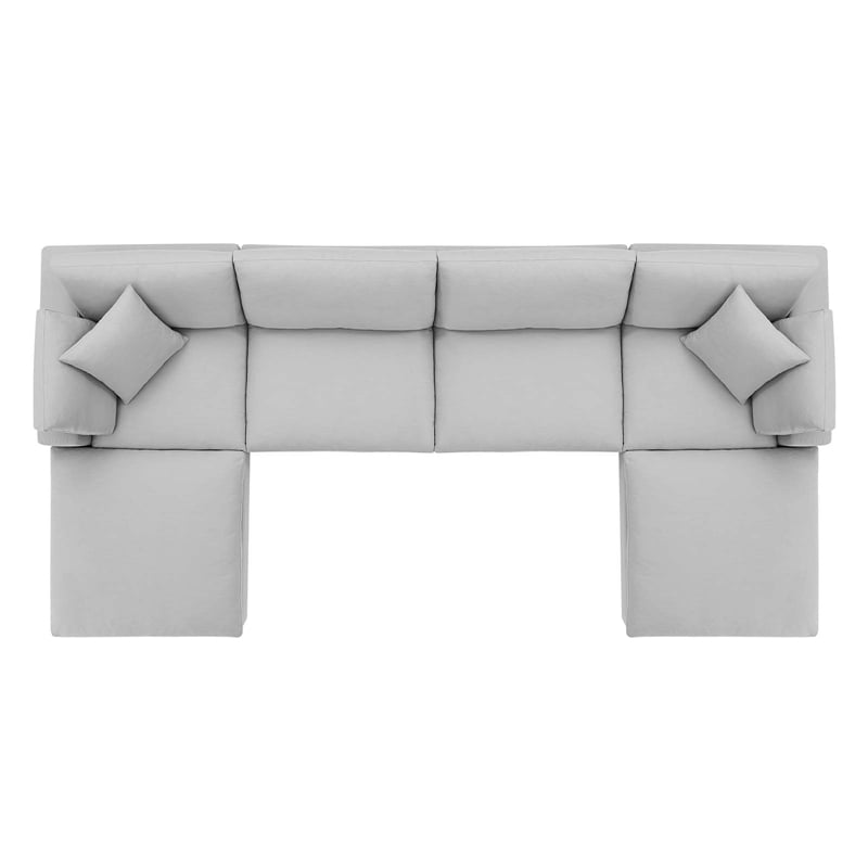 Modway Commix 6-Piece Fabric Down Filled Sectional Sofa in Light Gray