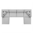 Modway Commix 6-Piece Fabric Down Filled Sectional Sofa in Light Gray