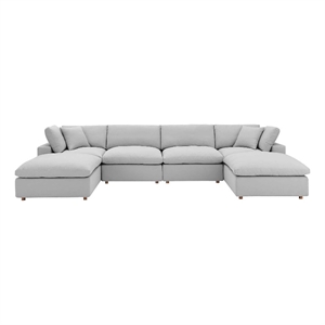 Modway Commix 6-Piece Fabric Down Filled Sectional Sofa in Light Gray