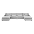 Modway Commix 6-Piece Fabric Down Filled Sectional Sofa in Light Gray