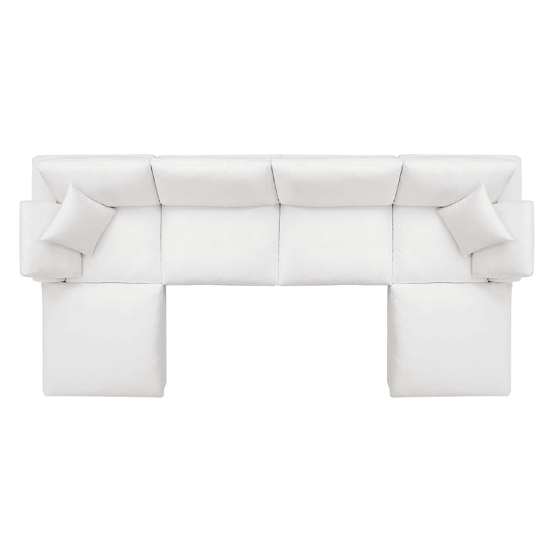 Modway Commix 6-Piece Fabric Down Filled Sectional Sofa in Pure White