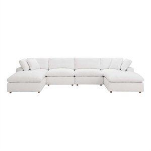 Modway Commix 6-Piece Fabric Down Filled Sectional Sofa in Pure White