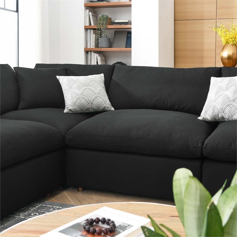 Modway Commix 8-Piece Fabric Down Filled Sectional Sofa in Black