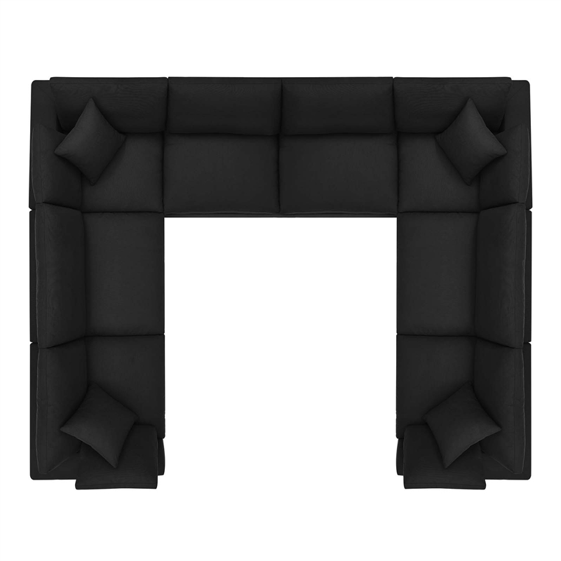 Modway Commix 8-Piece Fabric Down Filled Sectional Sofa in Black