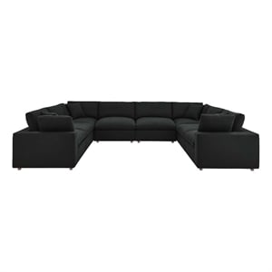 Modway Commix 8-Piece Fabric Down Filled Sectional Sofa in Black