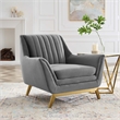 Modway Winsome Channel Tufted Performance Velvet Armchair in Gray