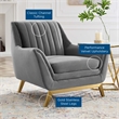 Modway Winsome Channel Tufted Performance Velvet Armchair in Gray