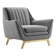 Modway Winsome Channel Tufted Performance Velvet Armchair in Gray