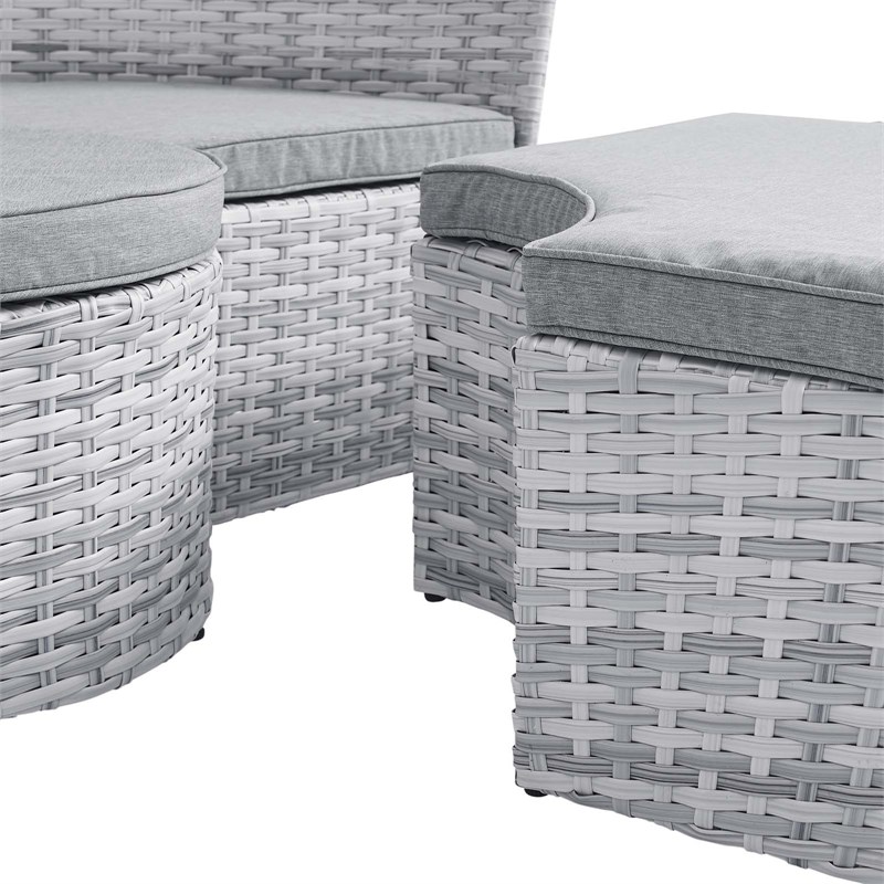 Modway Scottsdale Aluminum and Fabric Canopy Patio Daybed in Light Gray