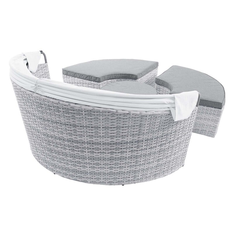 Modway Scottsdale Aluminum and Fabric Canopy Patio Daybed in Light Gray