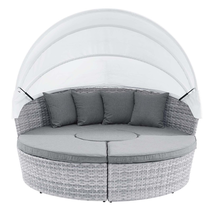 Modway Scottsdale Aluminum and Fabric Canopy Patio Daybed in Light Gray