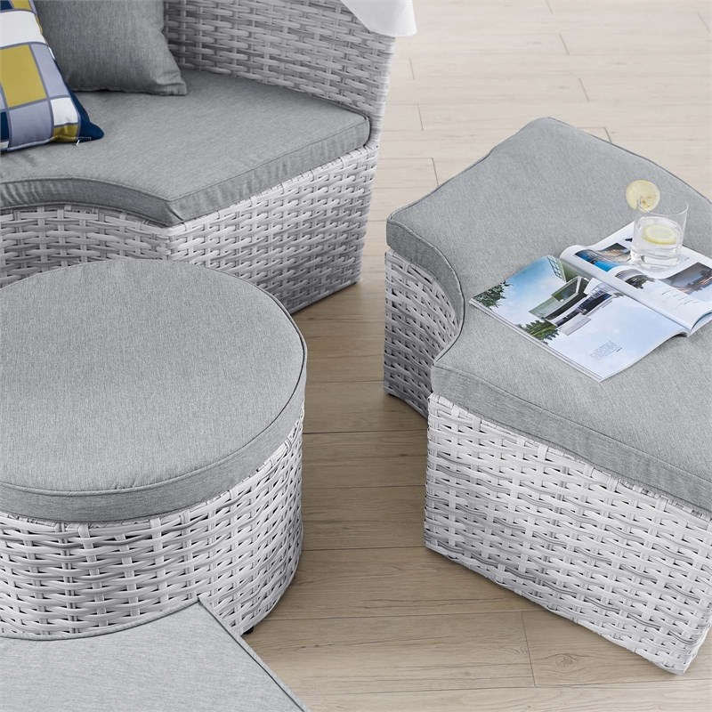 Modway Scottsdale Aluminum and Fabric Canopy Patio Daybed in Light Gray