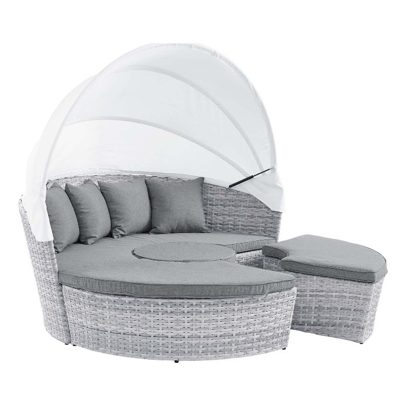 Modway Scottsdale Aluminum and Fabric Canopy Patio Daybed in Light Gray