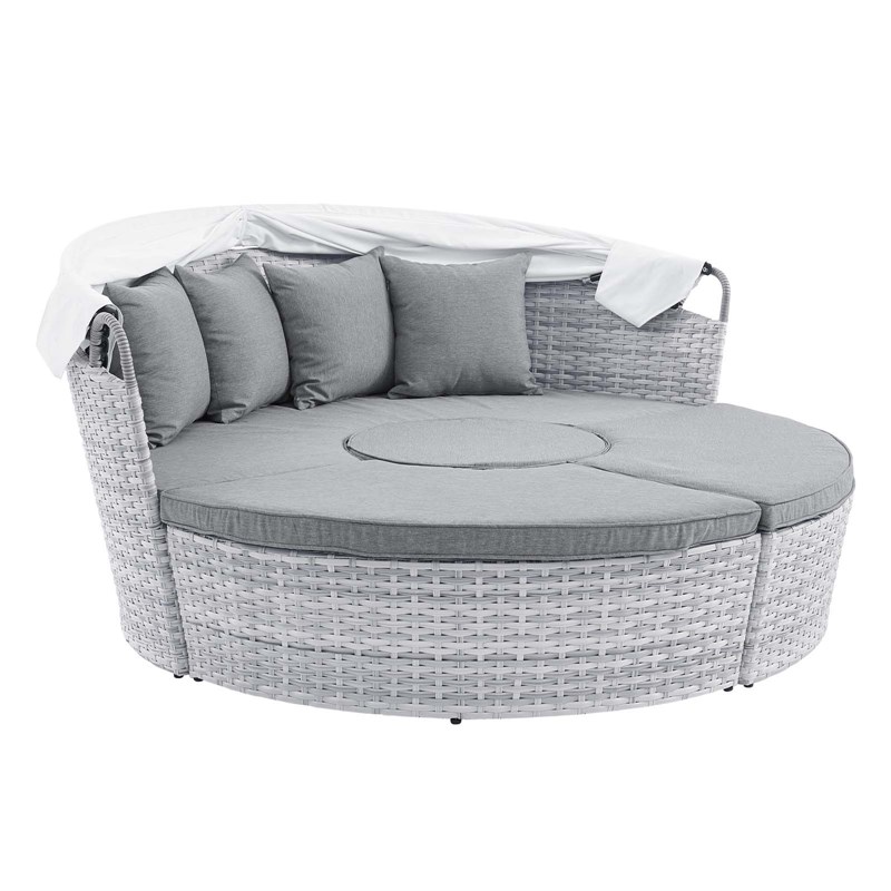 Modway Scottsdale Aluminum and Fabric Canopy Patio Daybed in Light Gray