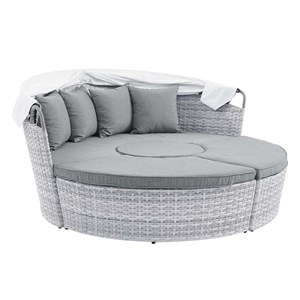 Modway Scottsdale Aluminum and Fabric Canopy Patio Daybed in Light Gray