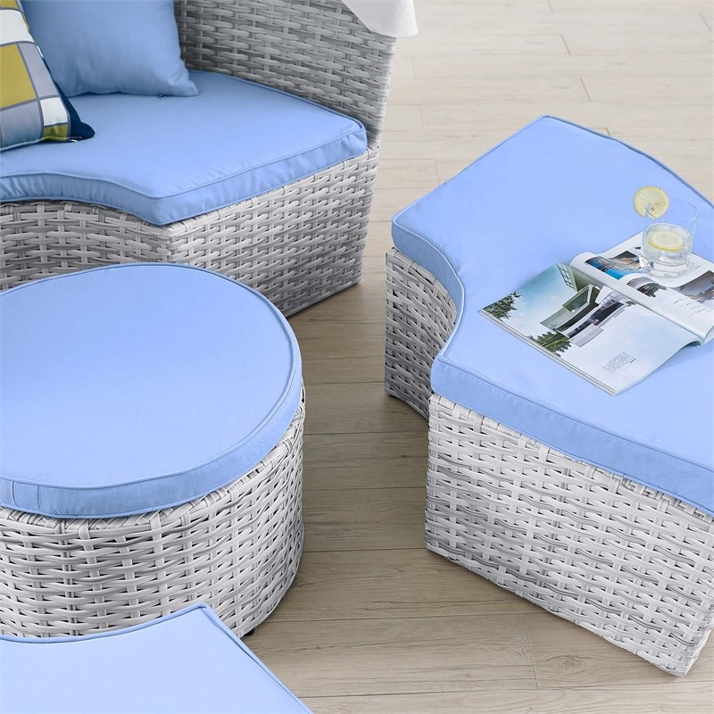 Modway Scottsdale Aluminum and Fabric Canopy Patio Daybed in Light Gray/Blue
