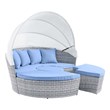 Modway Scottsdale Aluminum and Fabric Canopy Patio Daybed in Light Gray/Blue