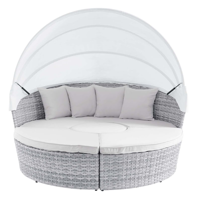 Modway Scottsdale Aluminum and Fabric Canopy Patio Daybed in Light Gray/White