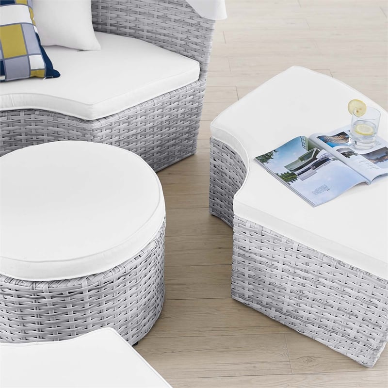 Modway Scottsdale Aluminum and Fabric Canopy Patio Daybed in Light Gray/White