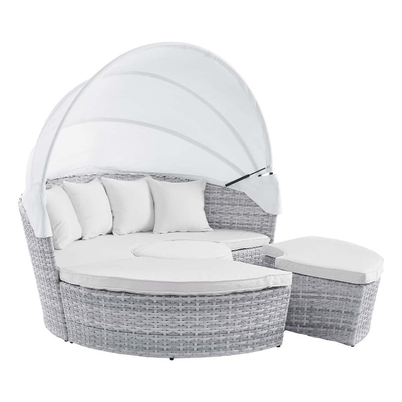 Modway Scottsdale Aluminum and Fabric Canopy Patio Daybed in Light Gray/White