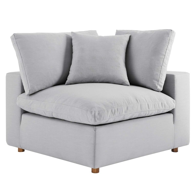 Modway Commix 2-Piece Fabric Down Filled Sectional Sofa in Light Gray