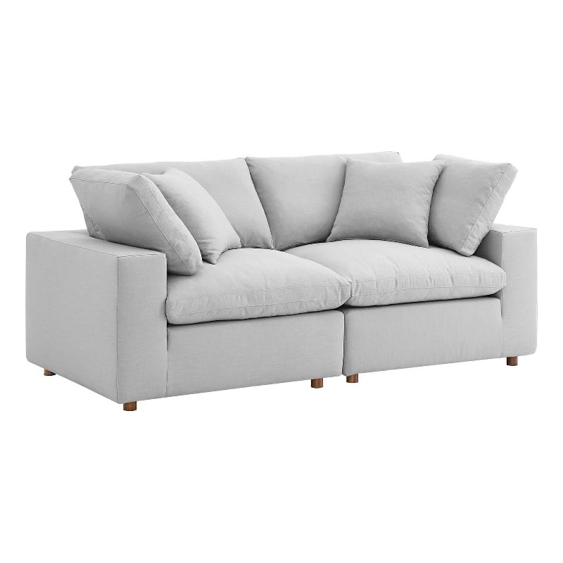 Modway Commix 2-Piece Fabric Down Filled Sectional Sofa in Light Gray