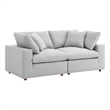 Modway Commix 2-Piece Fabric Down Filled Sectional Sofa in Light Gray