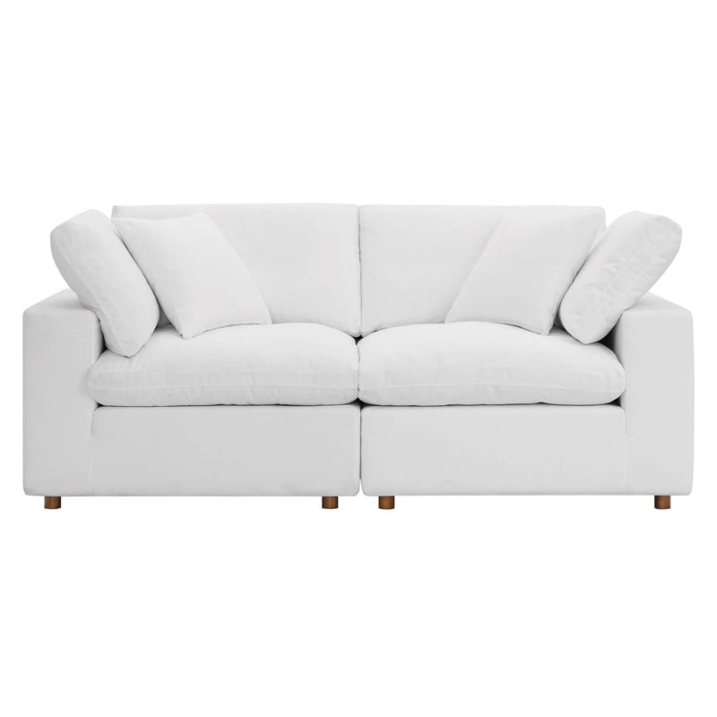Modway Commix 2-Piece Fabric Down Filled Sectional Sofa in Pure White