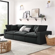 Modway Commix 3-Piece Fabric Down Filled Sectional Sofa in Black