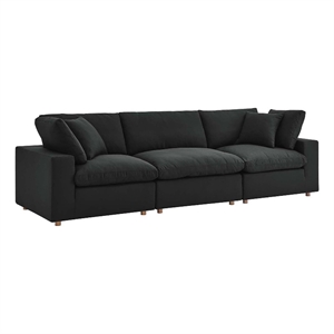 Modway Commix 3-Piece Fabric Down Filled Sectional Sofa in Black