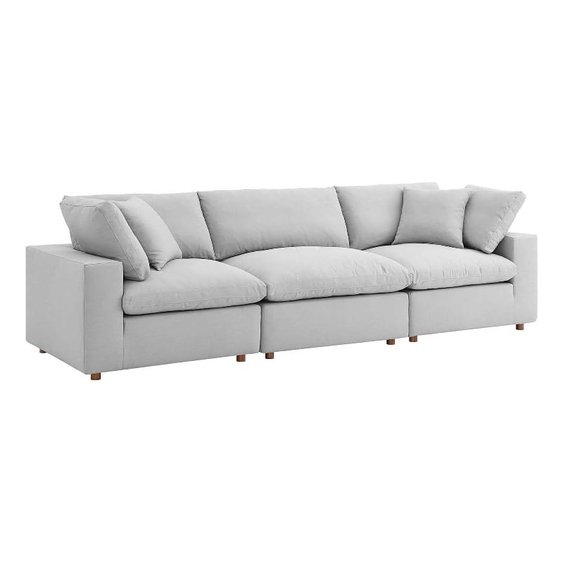 Modway Commix 3-Piece Fabric Down Filled Sectional Sofa in Light Gray