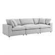 Modway Commix 3-Piece Fabric Down Filled Sectional Sofa in Light Gray