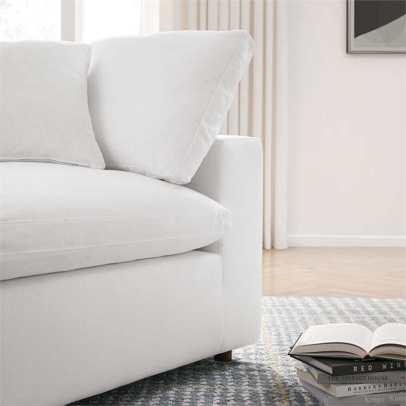 Modway Commix 3-Piece Fabric Down Filled Sectional Sofa in Pure White