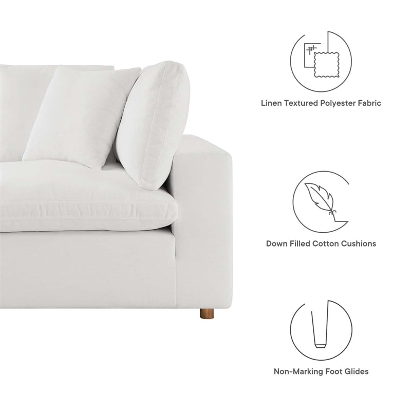 Modway Commix 3-Piece Fabric Down Filled Sectional Sofa in Pure White