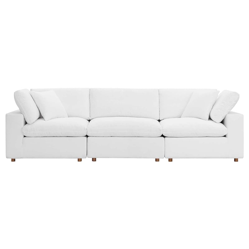 Modway Commix 3-Piece Fabric Down Filled Sectional Sofa in Pure White