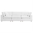 Modway Commix 3-Piece Fabric Down Filled Sectional Sofa in Pure White