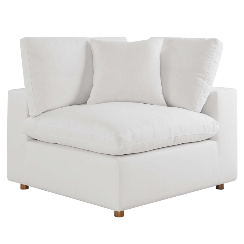 Modway Commix 3-Piece Fabric Down Filled Sectional Sofa in Pure White