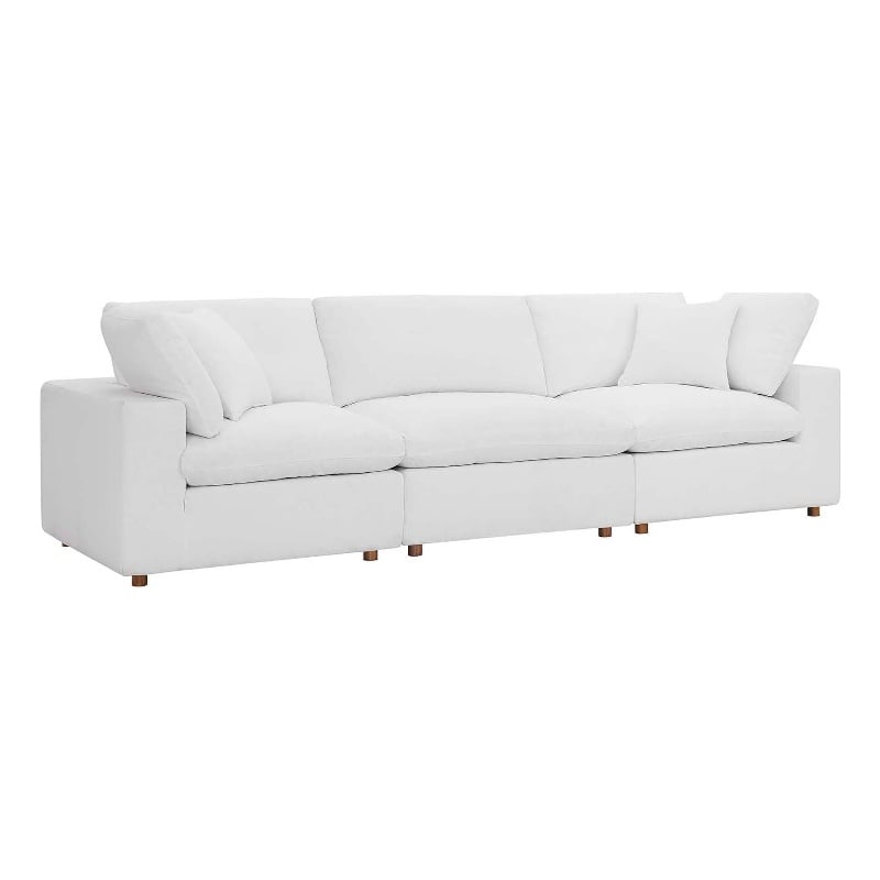 Modway Commix 3-Piece Fabric Down Filled Sectional Sofa in Pure White