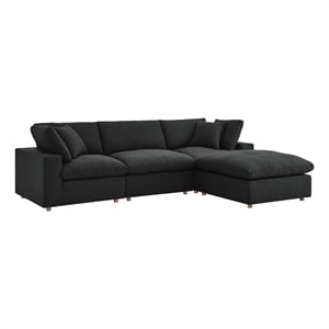 Modway Commix 4-Piece Fabric Down Filled Sectional Sofa Set in Black
