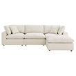 Modway Commix 4-Piece Fabric Down Filled Sectional Sofa Set in Light Beige
