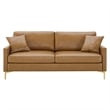 Modway Juliana Modern Faux Leather Upholstered Sofa in Tan & Gold