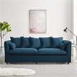 Modway Avalon Modern Wood and Fabric Slipcover Sofa in Azure Blue