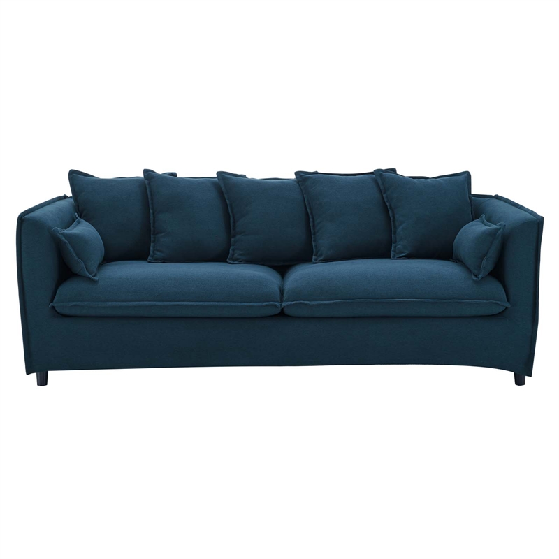 Modway Avalon Modern Wood and Fabric Slipcover Sofa in Azure Blue